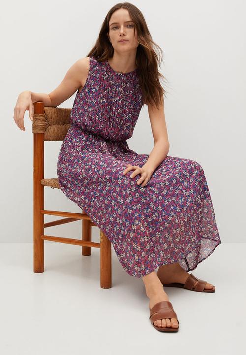 MANGO - Dress mina - pink & blue