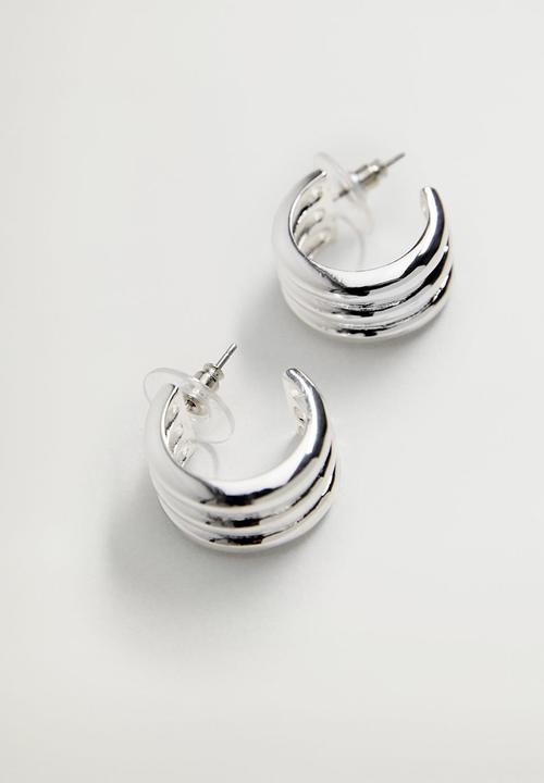 Violeta by Mango - Embossed hoop earrings - silver 