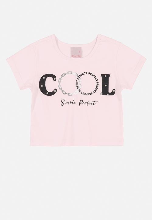 Quimby - Girls cool tee & ribbed pants set - pink