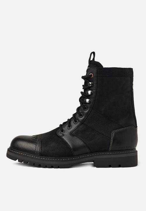 G-STAR - Trens boot leather mix  - black