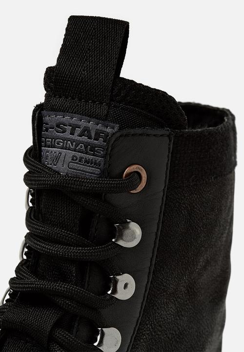 G-STAR - Trens boot leather mix  - black