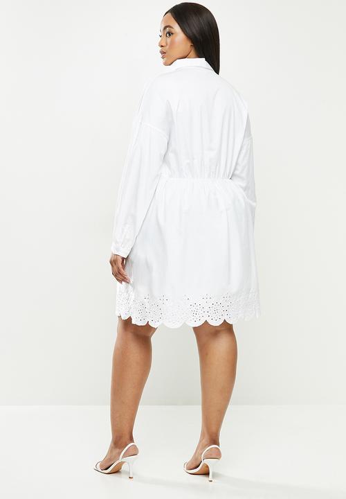 Glamorous - Plus anglaise shirt dress - white