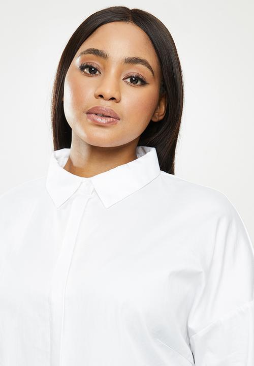 Glamorous - Plus anglaise shirt dress - white