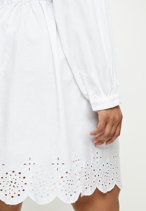 Glamorous - Plus anglaise shirt dress - white