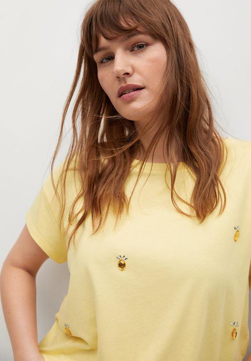 Violeta by Mango - Plus T-shirt easylux - light pastel yellow
