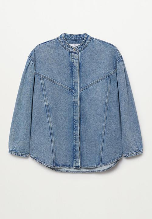 MANGO - Overshirt caramel - blue