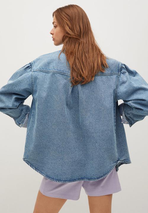 MANGO - Overshirt caramel - blue