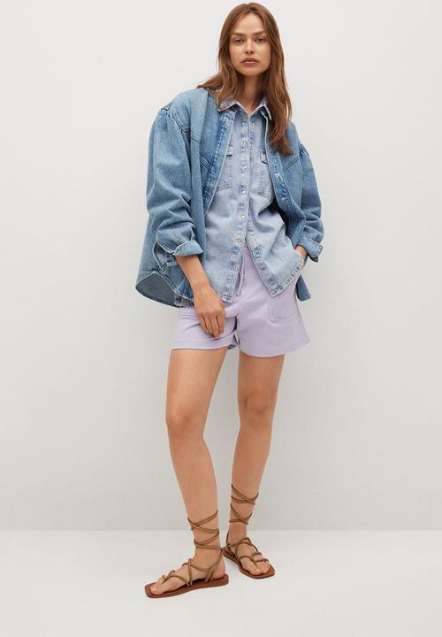 MANGO - Overshirt caramel - blue