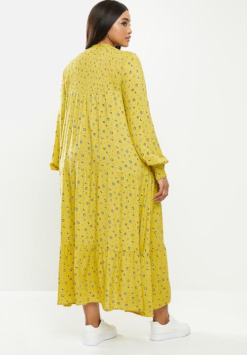 Glamorous - Plus high neck tiered maxi - chartrusse