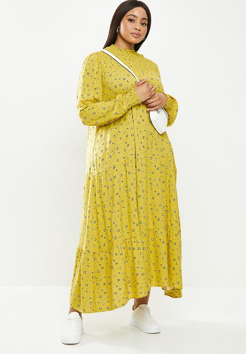 Glamorous - Plus high neck tiered maxi - chartrusse