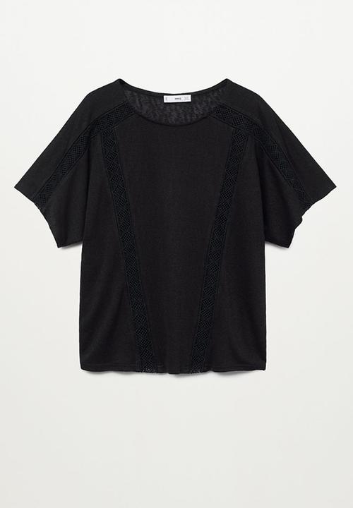 MANGO - T-shirt furni - black