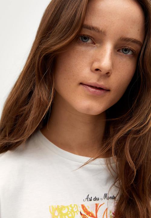 MANGO - T-shirt pstfold - off white 