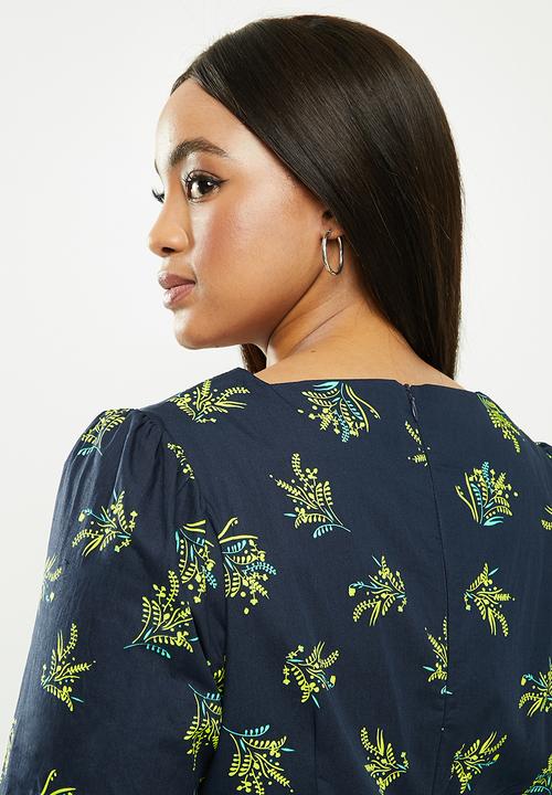 Glamorous - Plus bouquet dress - navy