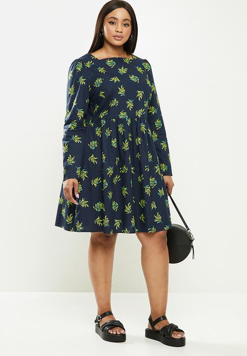 Glamorous - Plus bouquet dress - navy