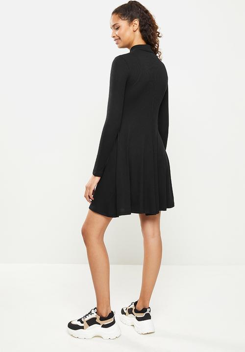 Blake - A-line zip up mini dress - black