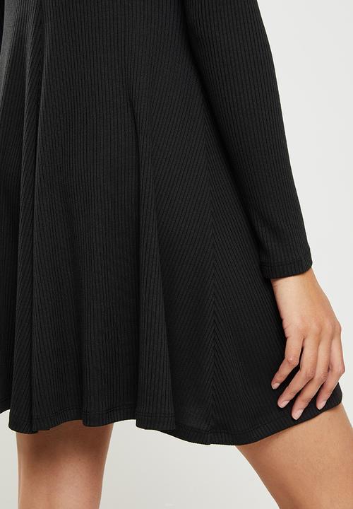 Blake - A-line zip up mini dress - black
