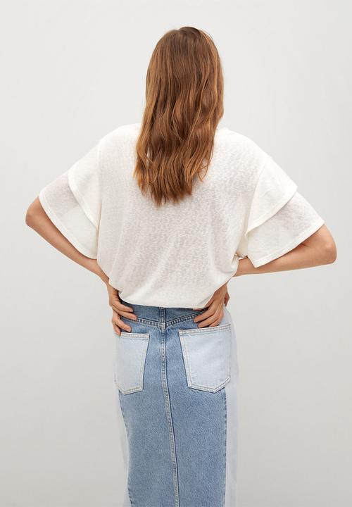 MANGO - Tshirt  liba - off white 