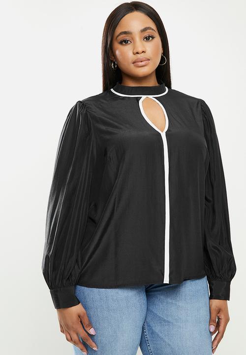 Glamorous - Plus blouse with tipping - black