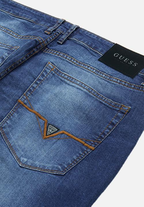 GUESS - Mid wash slim straight jeans - blue