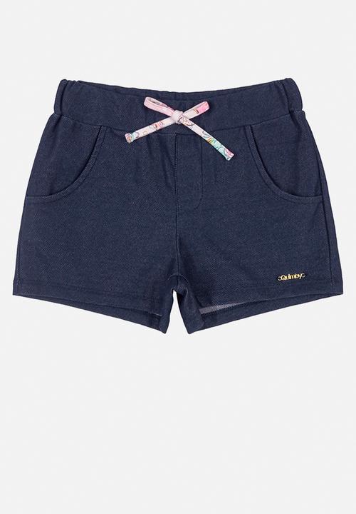 Quimby - Girls printed tee & sweatshorts set - pink & navy