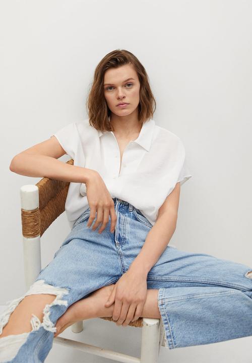 MANGO - Shirt jean - white