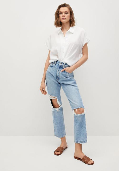 MANGO - Shirt jean - white