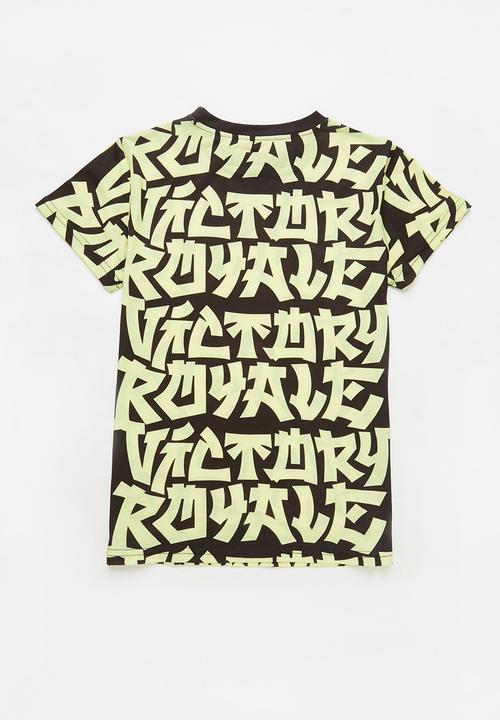Rebel Republic - Fortnite victory royale aop tee - black & yellow