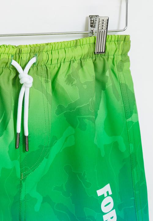 Rebel Republic - Fortnite camo gradient boardshorts - green & blue