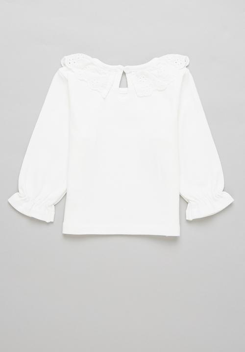 Pop Candy - Girls top with embroidery - off white