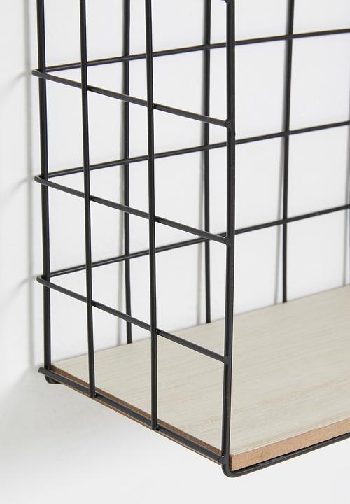 H&S - Grid house wall shelves - black & natural