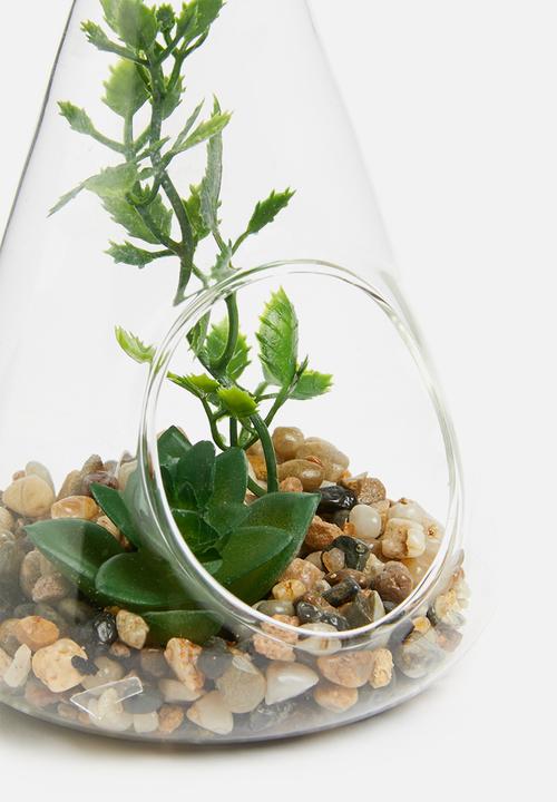 H&S - Natural stones glass pot 2 - green 