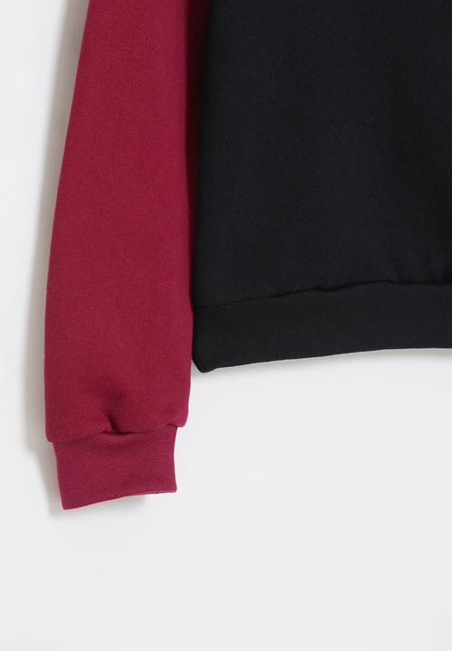 Pop Candy - Colour block sweatshirt - burgundy & black