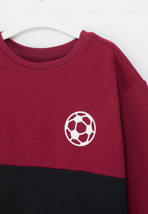Pop Candy - Colour block sweatshirt - burgundy & black