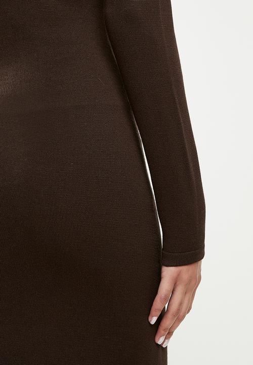 Missguided - Petite notch neck midaxi dress - brown