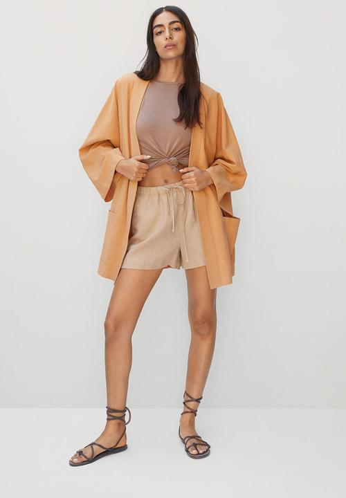 MANGO - Shorts linen - light beige