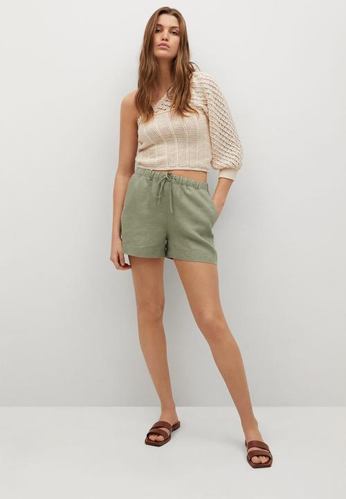 MANGO - Shorts linen - khaki