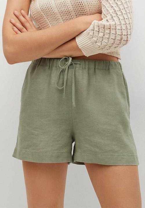 MANGO - Shorts linen - khaki