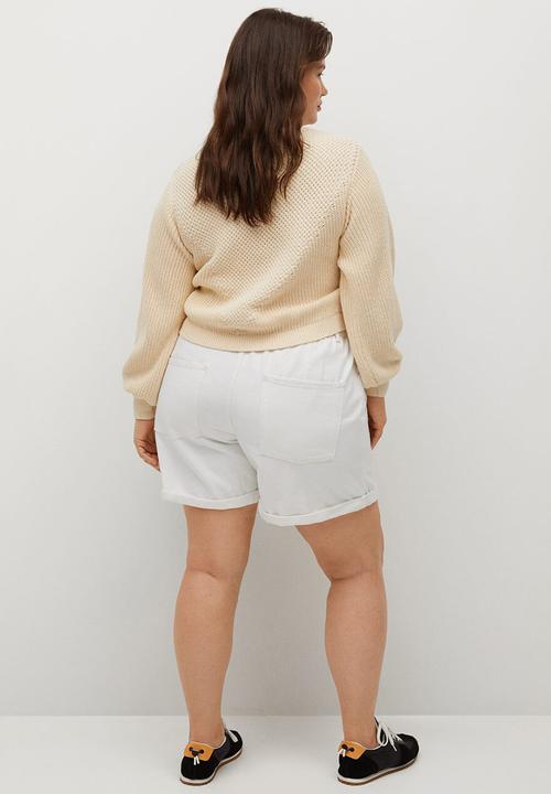 Violeta by Mango - Plus shorts paperbag - white