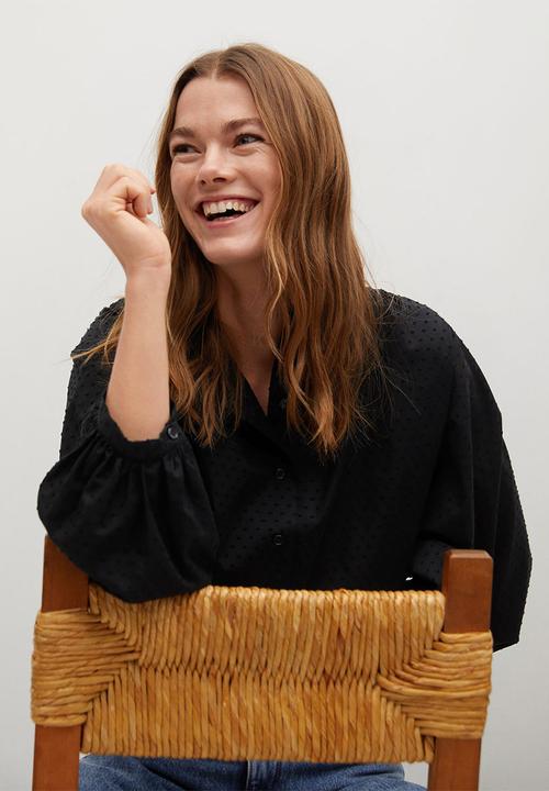 MANGO - Blouse farmer - black