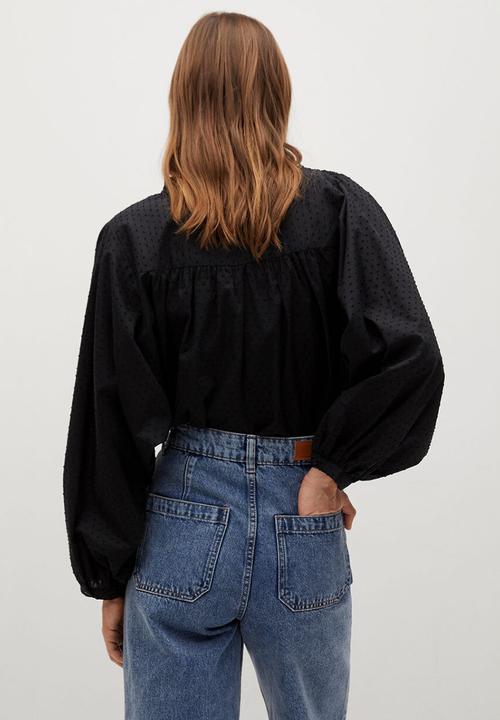 MANGO - Blouse farmer - black