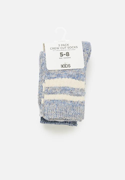 Cotton On - Kids 3 Pack crew socks - blue twist