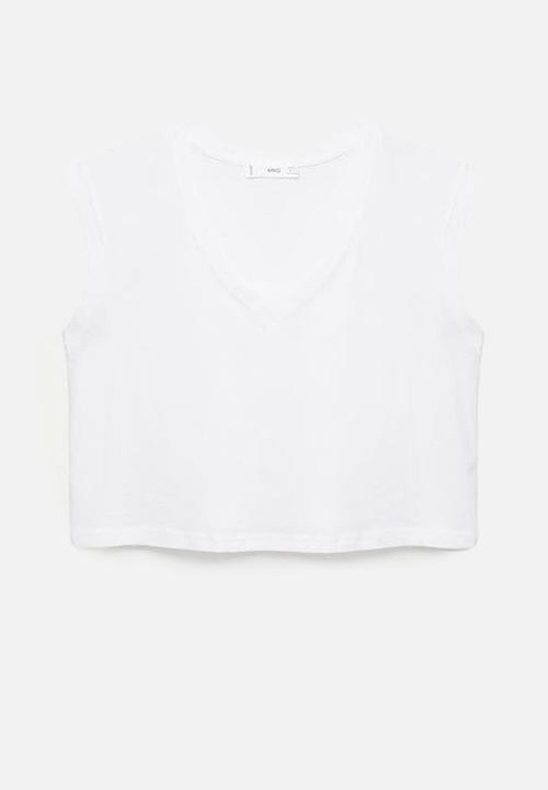MANGO - T-shirt cropis - white