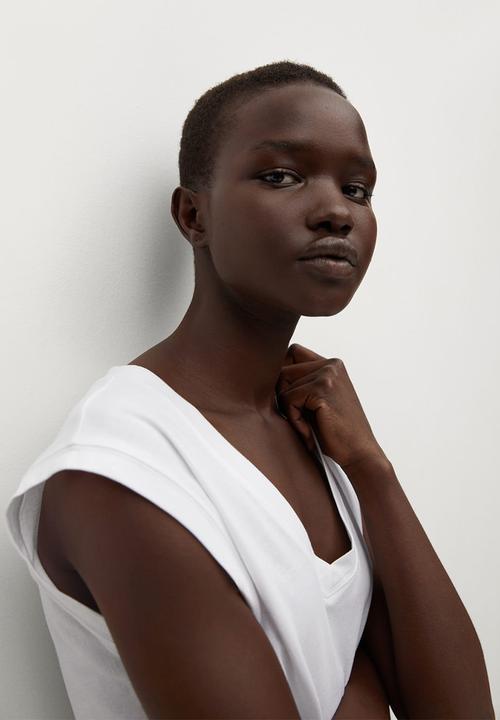 MANGO - T-shirt cropis - white