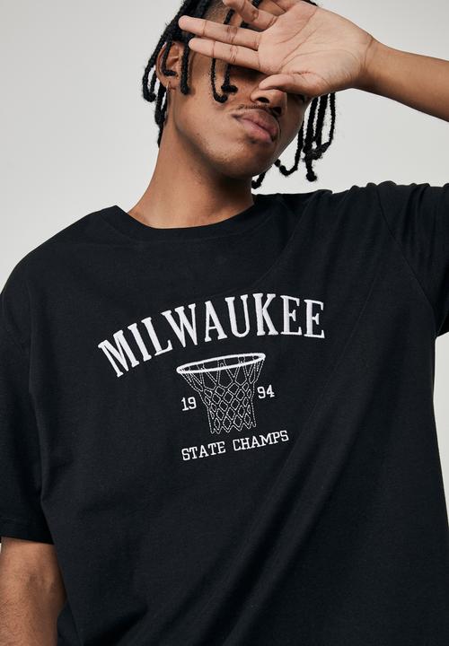 Factorie - Regular graphic t shirt - black
