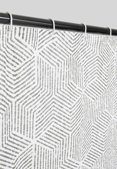 Bathroom Solutions - Lines shower curtain - grey & white 