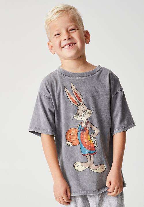 Cotton On - License drop shoulder short sleeve tee - lcn wb cumulus grey / bugs