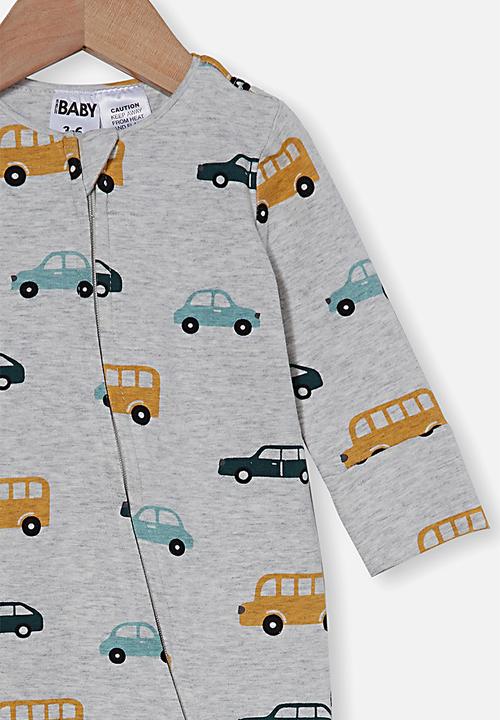 Cotton On - The long sleeve zip romper - cloud marle/traffic jam