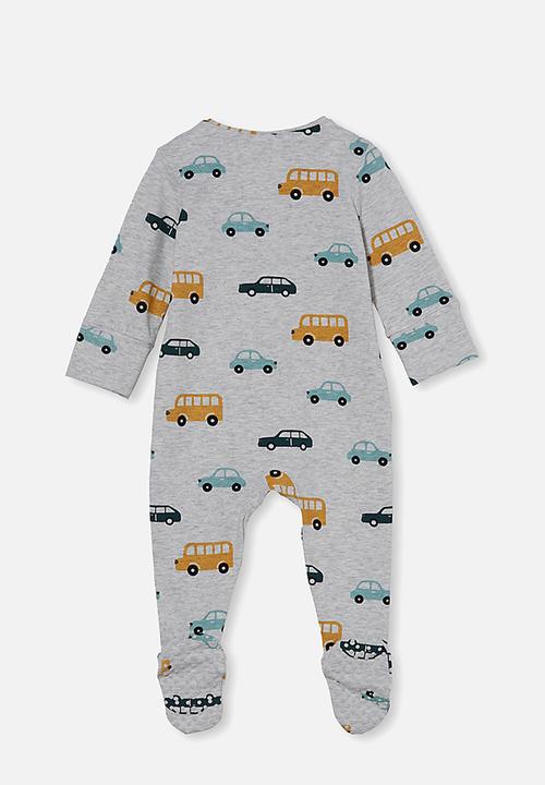 Cotton On - The long sleeve zip romper - cloud marle/traffic jam