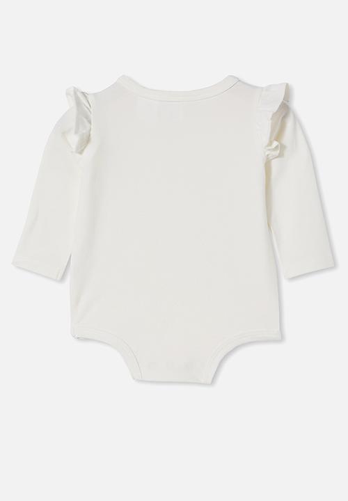 Cotton On - The long sleeve ruffle bubbysuit - vanilla