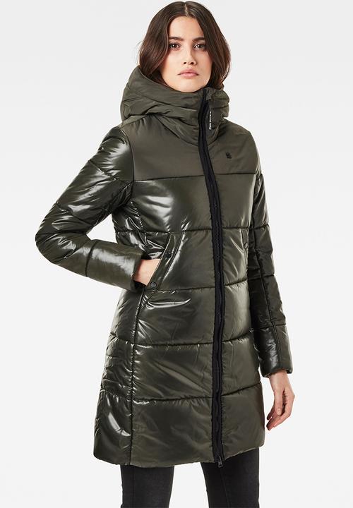 G-STAR - Quilted hooded puffer long coat - asfalt